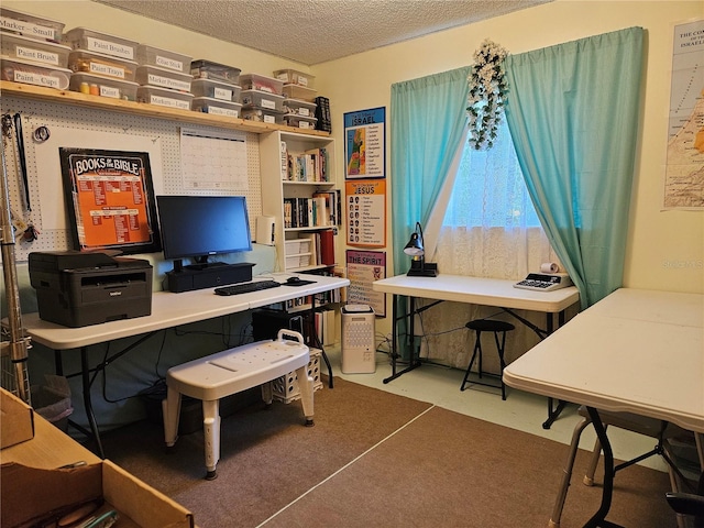 office with a textured ceiling