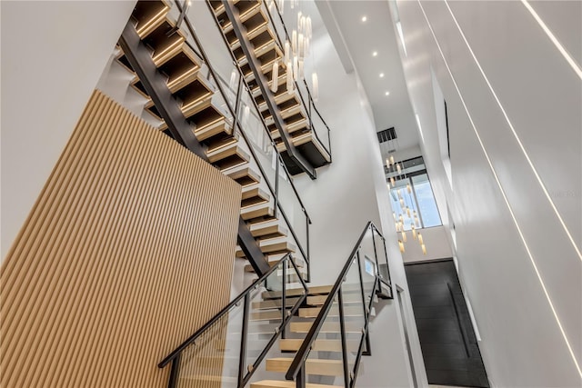 stairs with recessed lighting