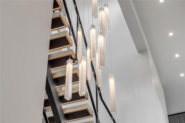 1194 N Peninsula, New Smyrna Beach, FL 32169 - staircase featuring recessed lighting