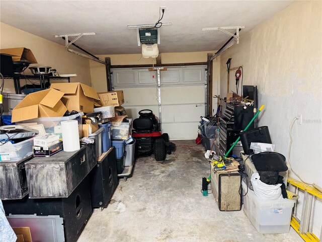 garage with a garage door opener