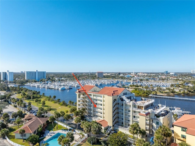 533 Marina Point Dr Unit 533, Daytona Beach, FL 32114 - drone / aerial view with a water view and a view of city