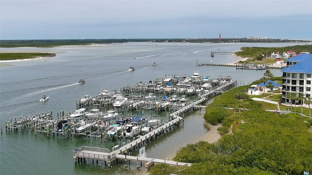 property view of water with a boat dock