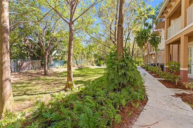 view of yard with fence