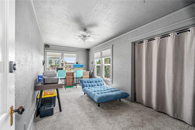 interior space featuring ceiling fan