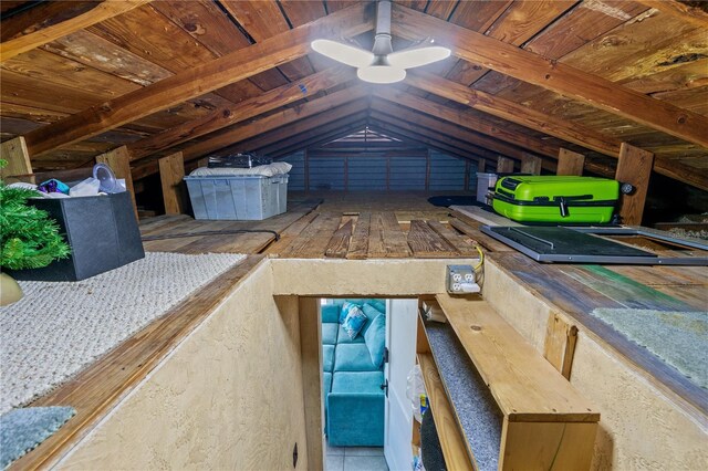 view of unfinished attic