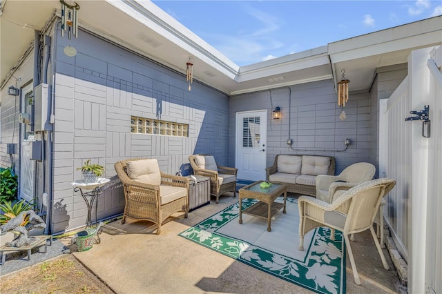 view of patio with an outdoor living space