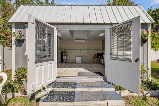 exterior space featuring a wall mounted AC