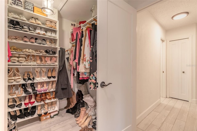 spacious closet featuring wood finished floors