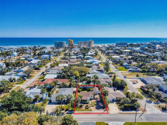 bird's eye view featuring a water view