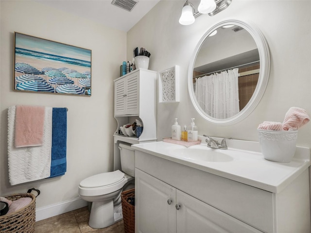 168 Turnberry Cir, New Smyrna Beach, FL 32168 - bathroom featuring vanity, baseboards, visible vents, tile patterned floors, and toilet