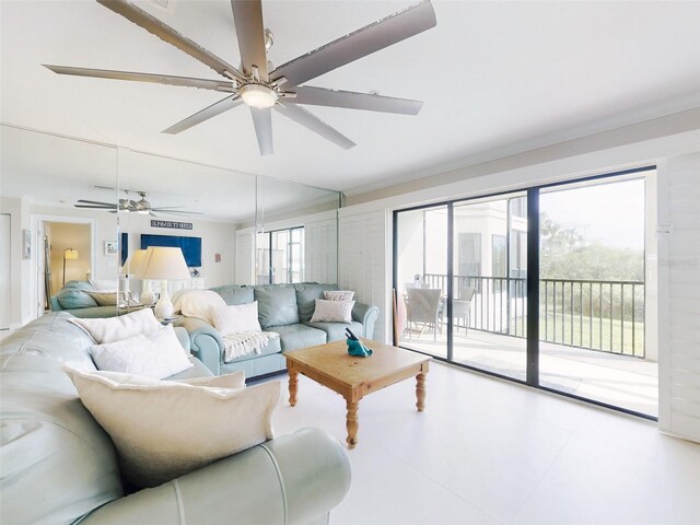 2700 N Peninsula Ave Unit 114, New Smyrna Beach, FL 32169 - living area featuring ceiling fan