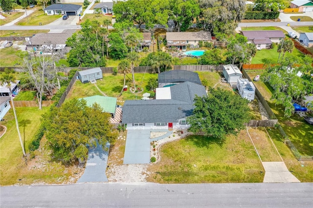 aerial view with a residential view