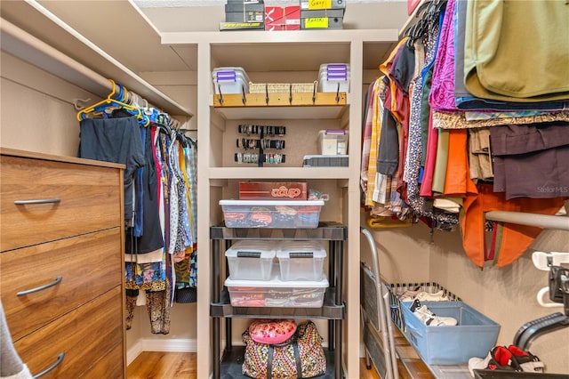 spacious closet featuring wood finished floors