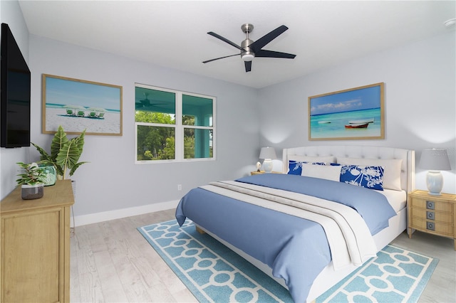 113 Douglas St, Edgewater, FL 32141 - bedroom featuring wood finished floors, ceiling fan, and baseboards