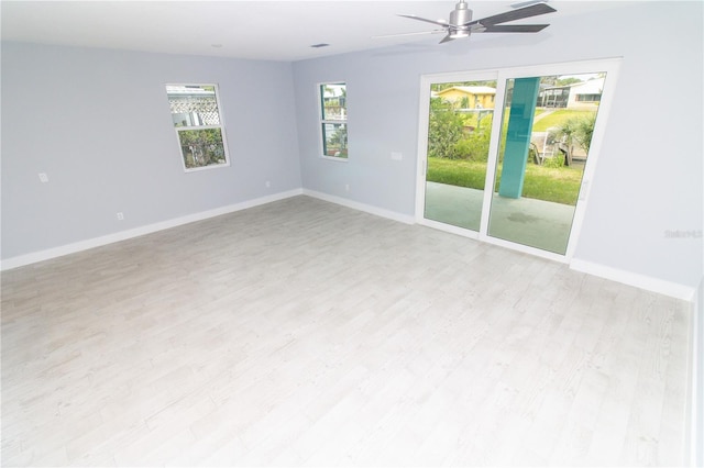 113 Douglas St, Edgewater, FL 32141 - empty room featuring baseboards, light wood-style floors, and ceiling fan