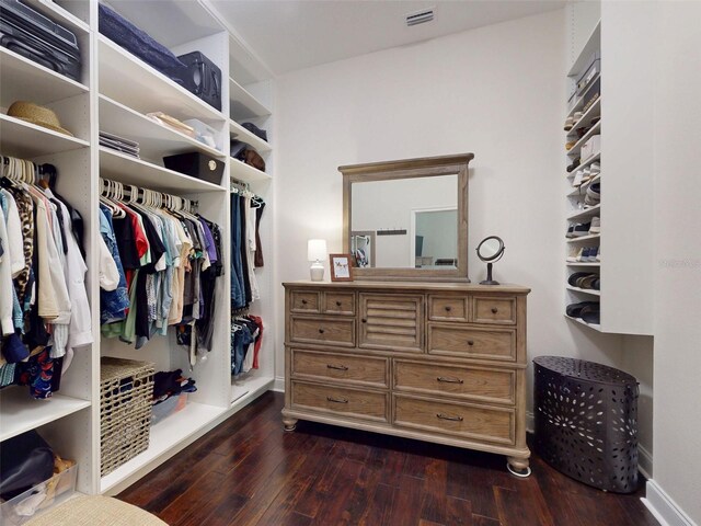2656 Old Smyrna Trl, New Smyrna Beach, FL 32168 - walk in closet featuring dark wood finished floors and visible vents