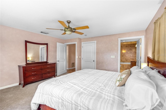 191 Howes St, Oak Hill, FL 32759 - bedroom with visible vents, baseboards, ceiling fan, and light colored carpet