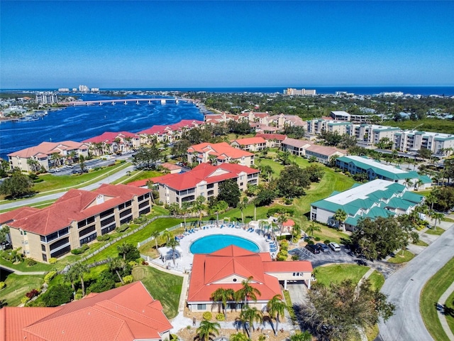 438 Bouchelle Dr Unit 104, New Smyrna Beach, FL 32169 - birds eye view of property featuring a water view
