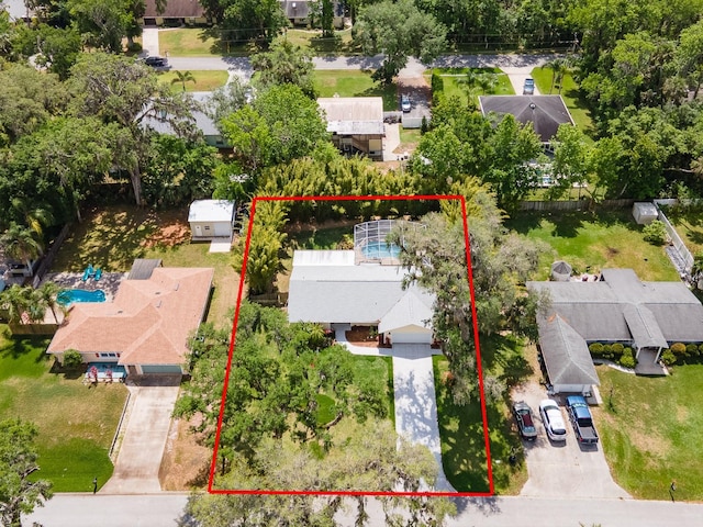 drone / aerial view with a residential view