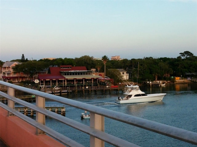 exterior space featuring a water view