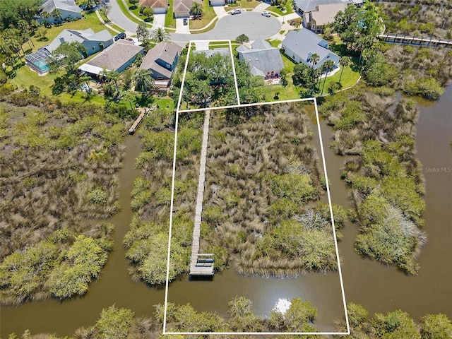 1363 Wayne Ave, New Smyrna Beach, FL 32168 - aerial view of residential area with a nearby body of water and property boundaries highlighted