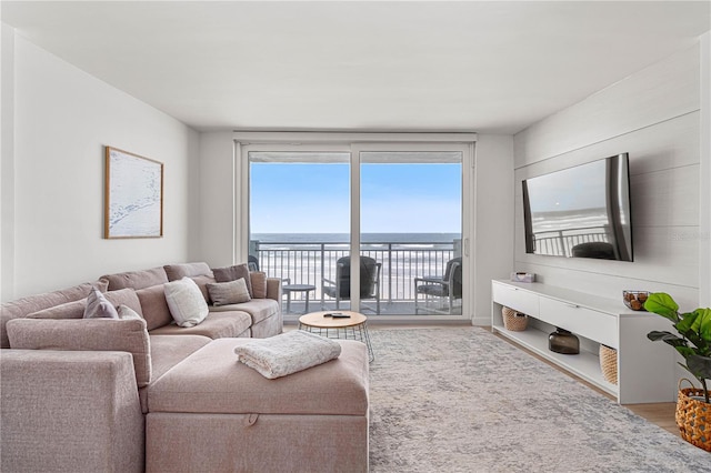 705 N Atlantic Ave Unit 4030, New Smyrna Beach, FL 32169 - living room featuring wood finished floors and floor to ceiling windows