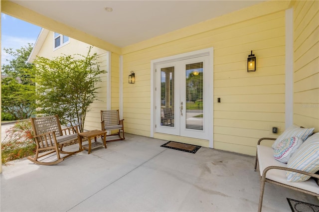 view of patio / terrace featuring french doors