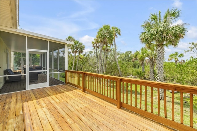 wooden terrace with a sunroom