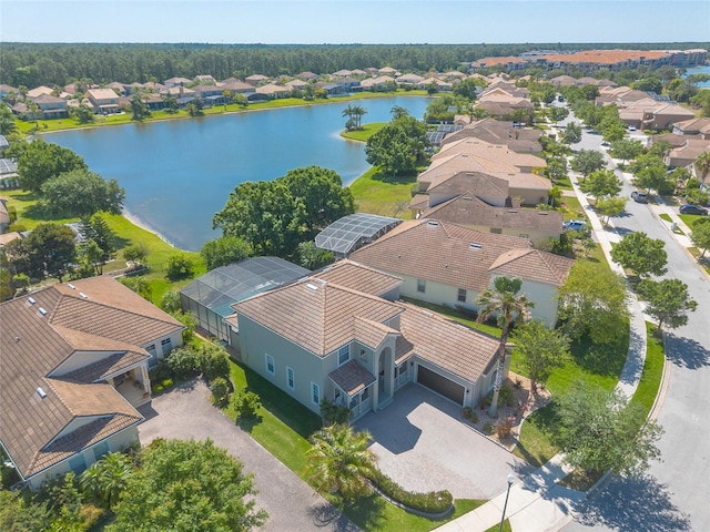 495 Venetian Villa Dr, New Smyrna Beach, FL 32168 - bird's eye view featuring a water view and a residential view