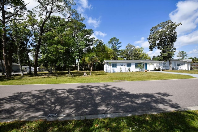 2552 Crestwood Ave, New Smyrna Beach, FL 32168 - view of front of home featuring driveway, a front yard, and a carport