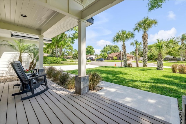 170 Live Oak Ct, New Smyrna Beach, FL 32168 - wooden terrace with a lawn