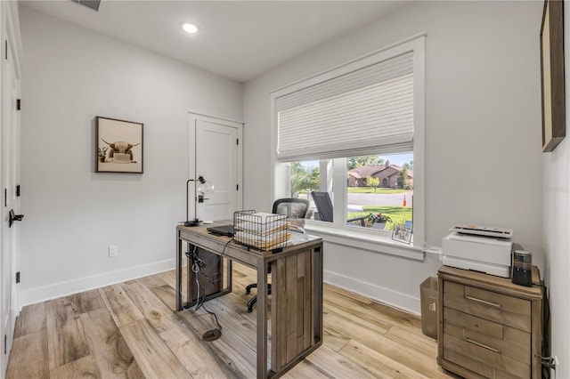 170 Live Oak Ct, New Smyrna Beach, FL 32168 - office featuring recessed lighting, light wood-style floors, baseboards, and visible vents