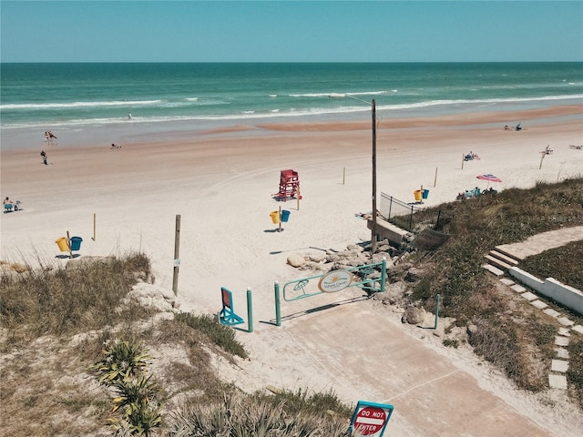 property view of water featuring a view of the beach