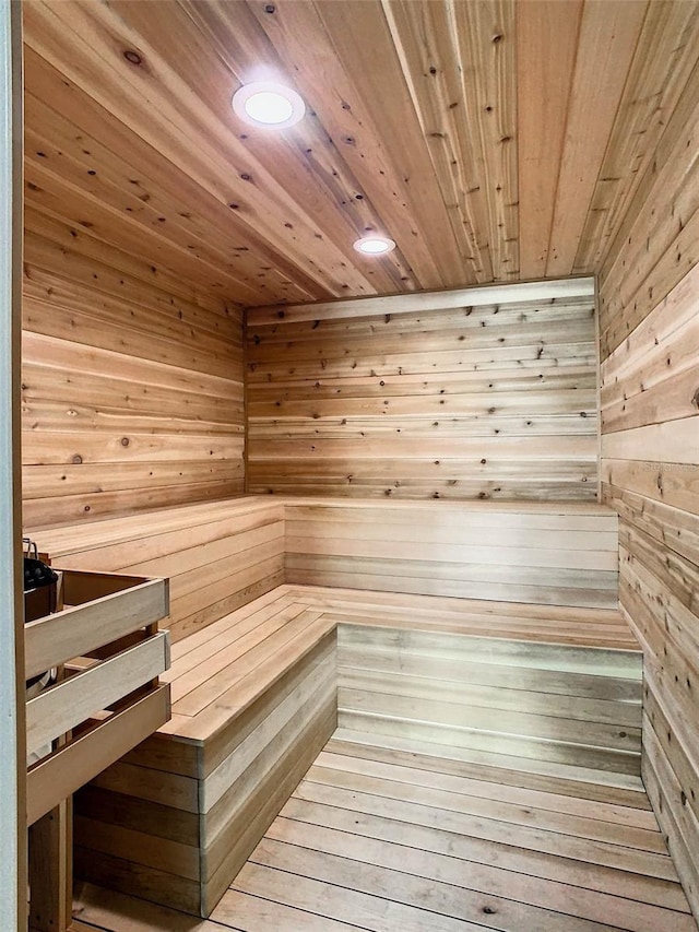 view of sauna / steam room with recessed lighting