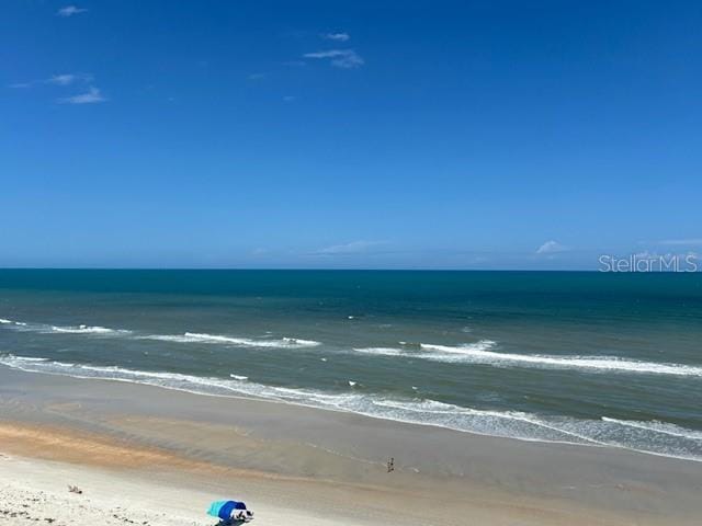 view of water feature with a view of the beach