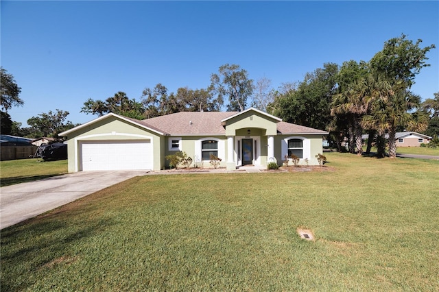 2204 Kumquat Dr, Edgewater, FL 32141 - view of front of property featuring roof with shingles, a garage, stucco siding, a front yard, and driveway