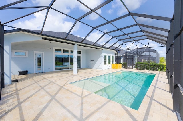 6277 W Fallsgrove Ln, Port Orange, FL 32128 - pool featuring a patio area and ceiling fan