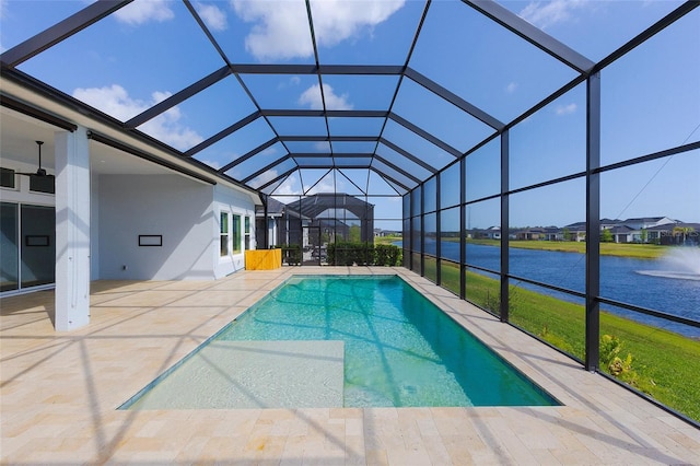 6277 W Fallsgrove Ln, Port Orange, FL 32128 - pool with a patio area, a water view, and a lanai