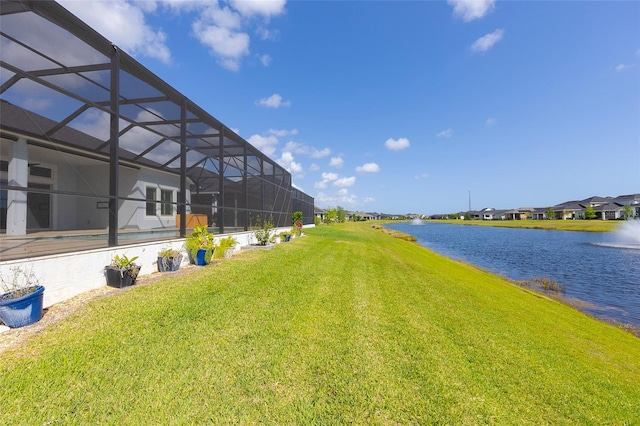6277 W Fallsgrove Ln, Port Orange, FL 32128 - view of yard featuring a water view, a residential view, and glass enclosure