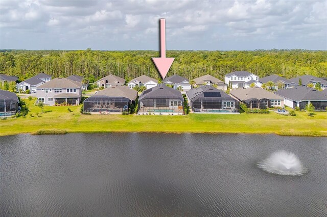 6277 W Fallsgrove Ln, Port Orange, FL 32128 - birds eye view of property featuring a water view, a residential view, and a view of trees
