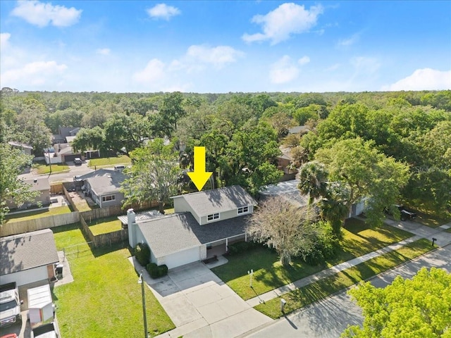 3644 Dame St, Port Orange, FL 32129 - birds eye view of property with a residential view and a wooded view