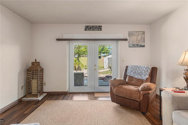109 Shangri La Cir, Edgewater, FL 32132 - living area featuring wood finished floors, baseboards, and french doors