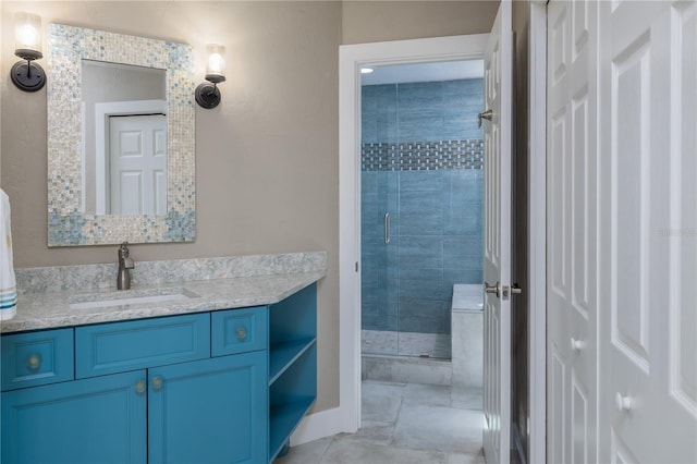 6260 S Atlantic Ave, New Smyrna Beach, FL 32169 - bathroom featuring vanity and a shower stall