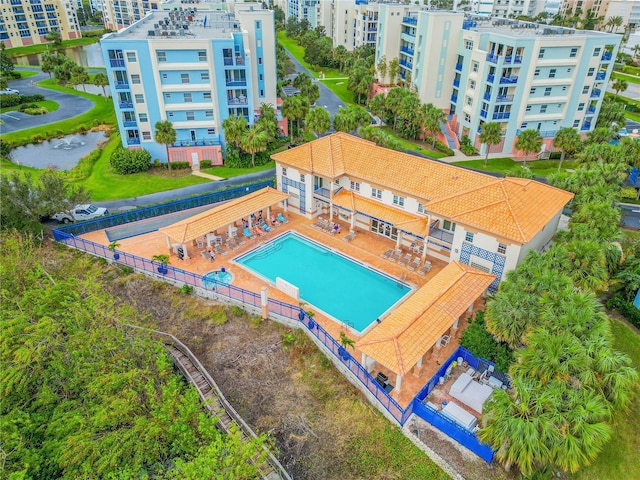 community pool with fence