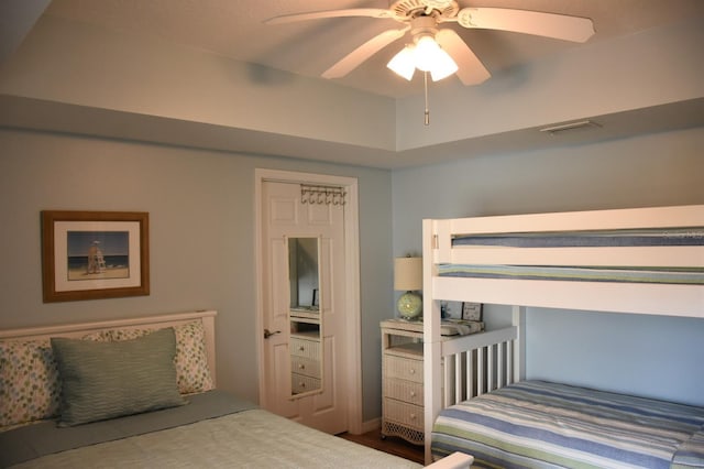 5300 S Atlantic Ave Unit 8-402, New Smyrna Beach, FL 32169 - bedroom with a ceiling fan and visible vents
