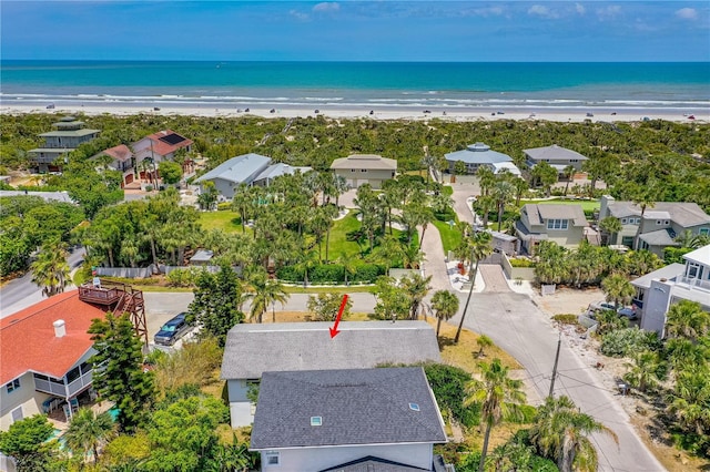 216 Dune Cir, New Smyrna Beach, FL 32169 - bird's eye view with a beach view, a water view, and a residential view