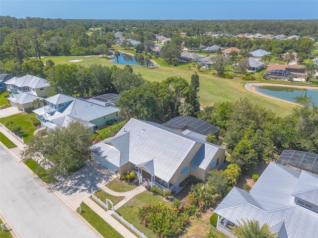 2815 Bay Side Dr, New Smyrna Beach, FL 32168 - drone / aerial view featuring a residential view, a water view, and view of golf course