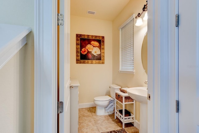 1703 Frogs Leap Ct, Port Orange, FL 32128 - half bathroom with toilet, visible vents, tile patterned floors, and baseboards
