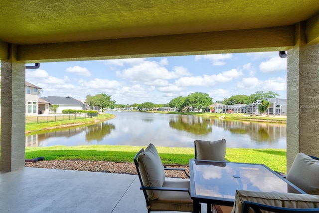 1703 Frogs Leap Ct, Port Orange, FL 32128 - view of patio with a residential view and a water view