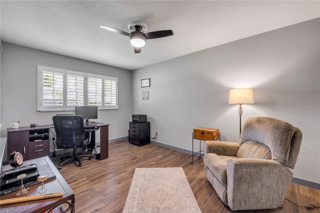 2548 E Compton St, Orlando, FL 32806 - office with ceiling fan, baseboards, and wood finished floors